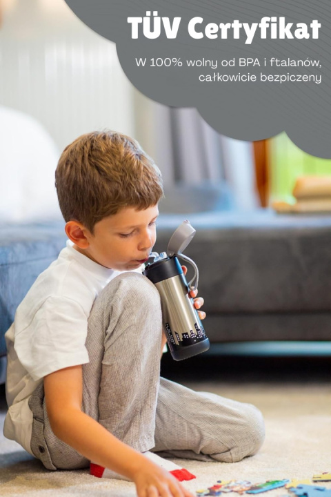 Bidon niebieski Charli BlueJarlson butelka termiczna 500ml ze słomką