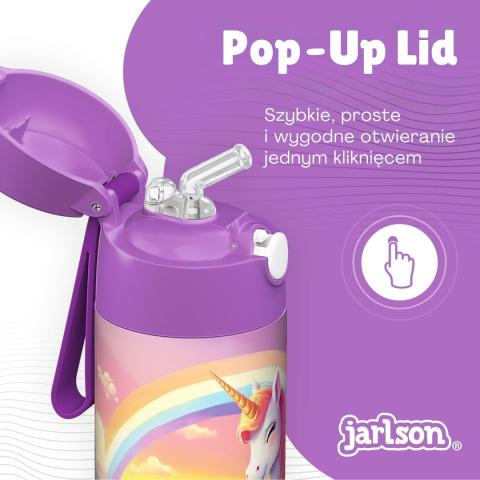 Bidon fioletowy Jednorożec JARLSON Unicorn CHARLI 350ml stal nierdzewna ustnik