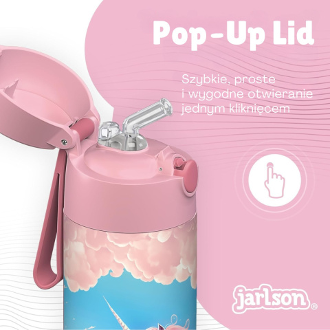 Bidon różowy jednorożec JARLSON Unicorn butelka CHARLI 500ml stal nierdzewna ustnik
