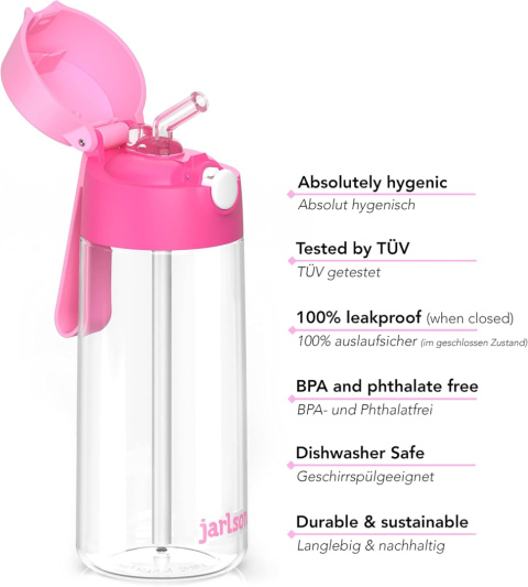 Bidon tritanowy Jarlson EMI różowy butelka tritan 500ml