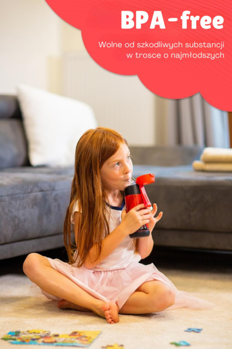 Bidon Spiderman Charli Jarlson butelka termiczna 350ml ze stali nierdzewnej z ustnikiem i słomką Superhero red