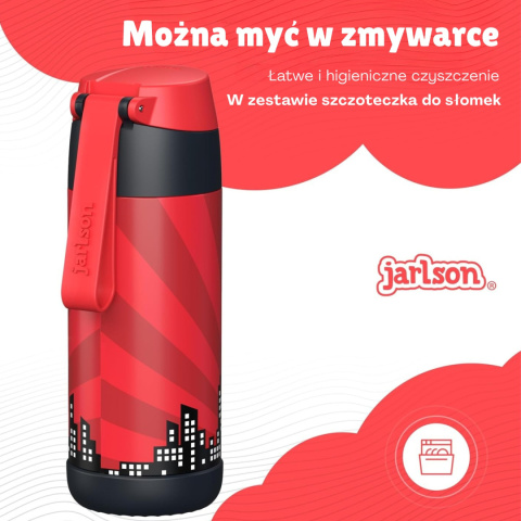 Bidon Spiderman Charli Jarlson butelka termiczna 350ml ze stali nierdzewnej z ustnikiem i słomką Superhero red