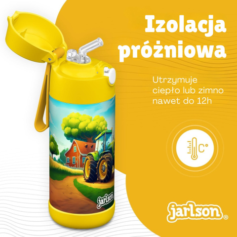 Bidon żółty Traktor Charli Jarlson butelka termiczna 350ml ze stali nierdzewnej z ustnikiem i słomką Bidon żółty Traktor Charli Jarlson butelka termiczna 350ml ze stali nierdzewnej z ustnikiem i słomką