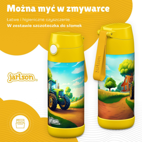Bidon żółty Traktor Charli Jarlson butelka termiczna 350ml ze stali nierdzewnej z ustnikiem i słomką Bidon żółty Traktor Charli Jarlson butelka termiczna 350ml ze stali nierdzewnej z ustnikiem i słomką