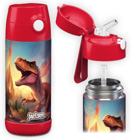 Bidon czerwony Dinozaur JARLSON butelka CHARLI 350ml stal nierdzewna