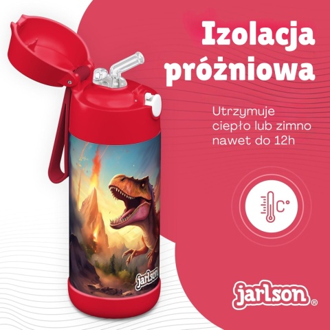 Bidon czerwony Dinozaur JARLSON butelka CHARLI 350ml stal nierdzewna