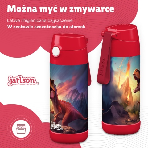 Bidon czerwony Dinozaur JARLSON butelka CHARLI 350ml stal nierdzewna