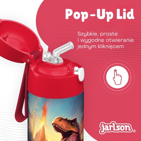 Bidon czerwony Dinozaur JARLSON butelka CHARLI 350ml stal nierdzewna