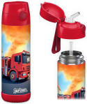 Bidon czerwony Strażak Fireman Jarlson Charli butelka termiczna 500ml ze słomką