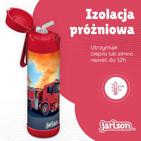 Bidon czerwony Strażak Fireman Jarlson Charli butelka termiczna 500ml ze słomką