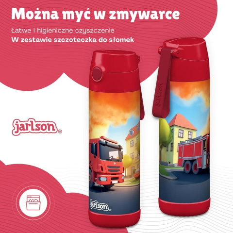 Bidon czerwony Strażak Fireman Jarlson Charli butelka termiczna 500ml ze słomką