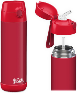 Bidon czerwony Red Jarlson Charli butelka termiczna 500ml ze słomką