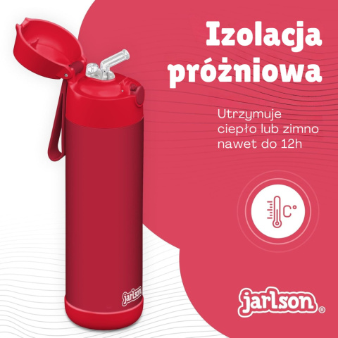 Bidon czerwony Red Jarlson Charli butelka termiczna 500ml ze słomką
