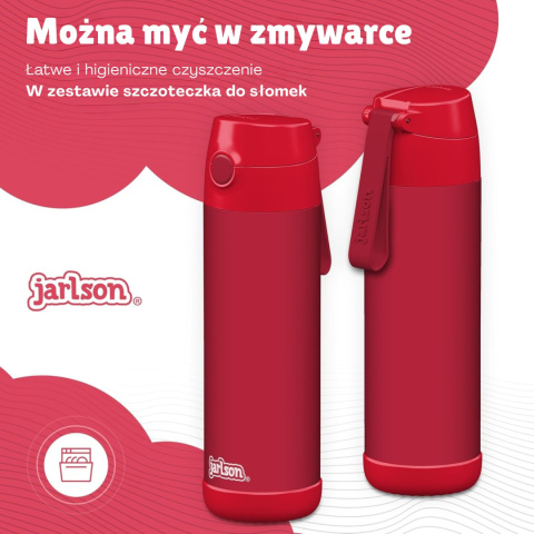 Bidon czerwony Red Jarlson Charli butelka termiczna 500ml ze słomką