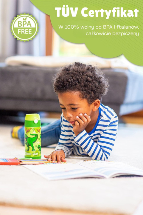 Bidon turkusowy TurkusJarlson Charli butelka termiczna 500ml ze słomką