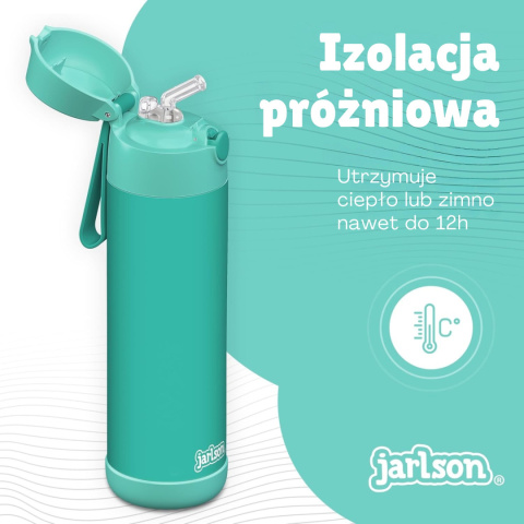 Bidon turkusowy TurkusJarlson Charli butelka termiczna 500ml ze słomką