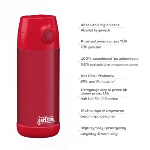 Bidon czerwony red JARLSON butelka CHARLI 350ml stal nierdzewna