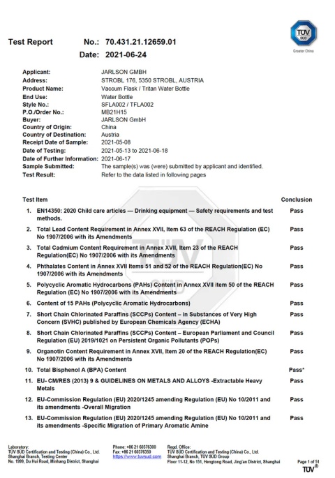 Bidon czerwony red JARLSON butelka CHARLI 350ml stal nierdzewna