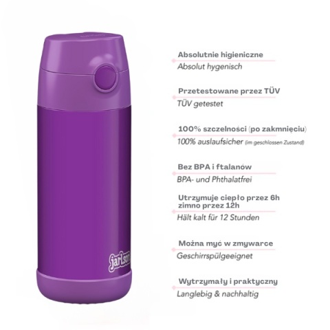Bidon fioletowy JARLSON butelka CHARLI 350ml stal nierdzewna