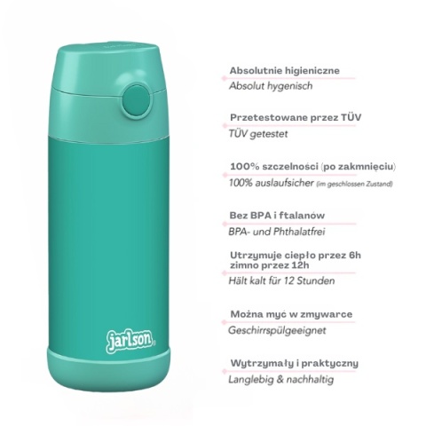 Bidon turkusowy JARLSON butelka CHARLI 350ml stal nierdzewna