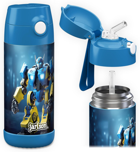 Bidon niebieski Robot JARLSON butelka CHARLI 350ml stal nierdzewna