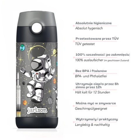 Bidon czarny Kosmos JARLSON butelka CHARLI 350ml stal nierdzewna