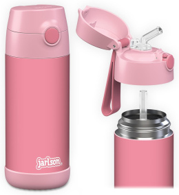 Bidon różowy Pink pudrowy róż JARLSON butelka CHARLI 350ml stal nierdzewna