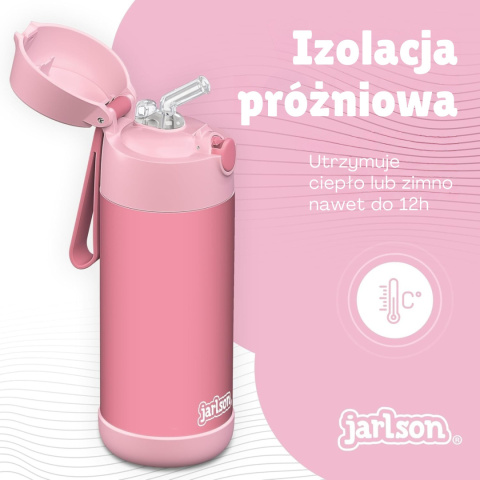 Bidon różowy Pink pudrowy róż JARLSON butelka CHARLI 350ml stal nierdzewna