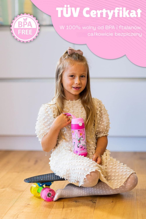 Bidon różowy Pink pudrowy róż JARLSON butelka CHARLI 350ml stal nierdzewna