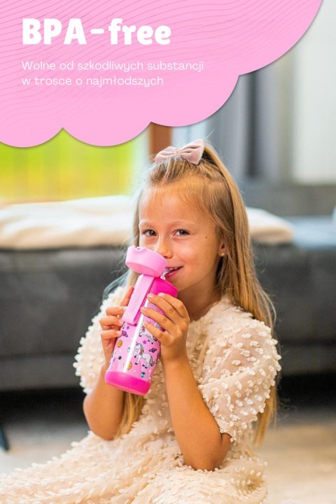 Bidon różowy Pink pudrowy róż JARLSON butelka CHARLI 350ml stal nierdzewna