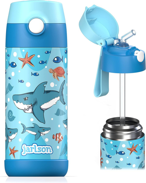 Bidon niebieski rekin Shark JARLSON butelka CHARLI 350ml stal nierdzewna