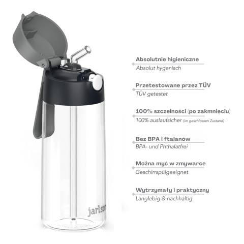 Bidon tritanowy Jarlson EMI czarny butelka tritan 500ml