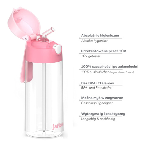 Bidon tritanowy Jarlson EMI pudrowy róż butelka tritan 500ml