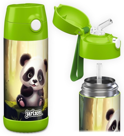 Bidon zielony Panda JARLSON butelka CHARLI 350ml stal nierdzewna ustnik