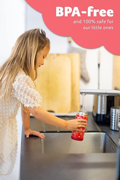 Bidon czerwony Koń Charli Jarlson butelka termiczna 350ml ze stali nierdzewnej z ustnikiem i słomką