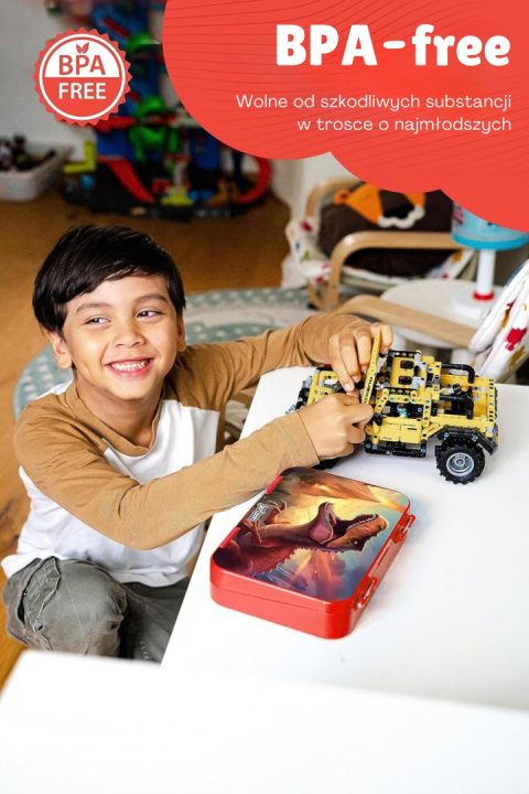 Lunchbox Dinozaur Red Toni Jarlson śniadaniówka pudełko na drugie śniadanie